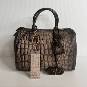 NWT Civico93 Art. 4578 Vintage distressed croco satchel bag.